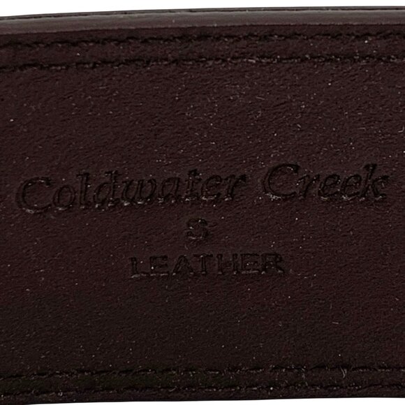 Coldwater Creek Wide Leather Embroidered Western Hip Belt Gold-Tone Ring Buckle - Picture 4 of 4